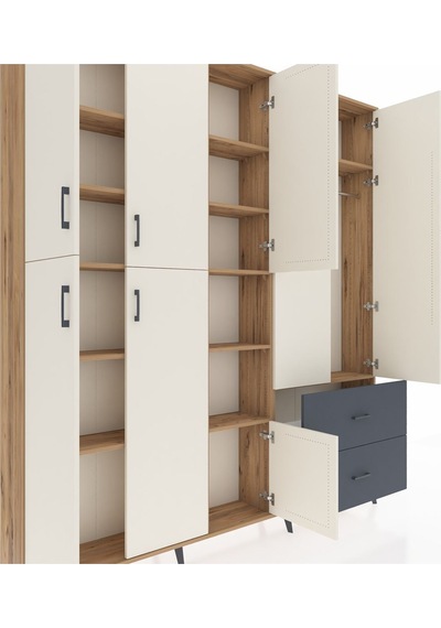 Arges Dolap 12 Raflı 2 Çekmeceli Tek Askılı 220x30x243 Çam-aytaşı/antrasit Aytası/antrasıt Arges Dolap 12 Raflı 2 Çekmeceli Tek Askılı 220x30x243 Çam-aytaşı/antrasit Aytası/antrasıt