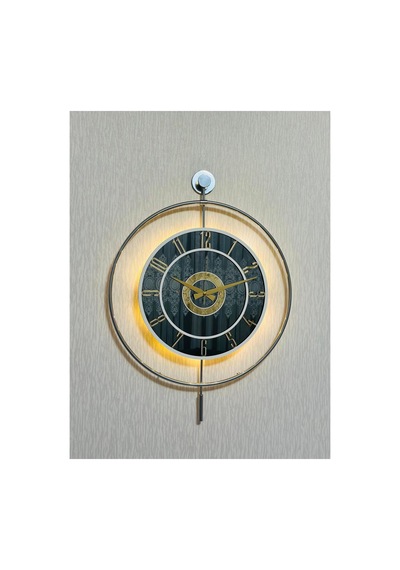 Pey Aksesuar Metal Camlı Duvar Saati Krom Statık 50 X 70cm Orta Boy Işıklı M51-kromgrı-füme-beyaz-gold M51-kromgrı-füme-beyaz-gold