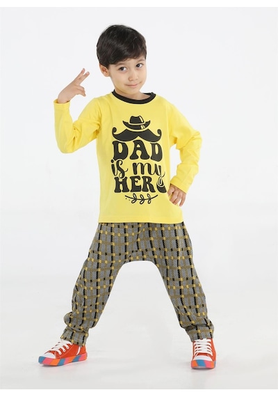 Casabony My Dad Ekose Erkek Çocuk Pantolon + T-shirt Takım-desenli