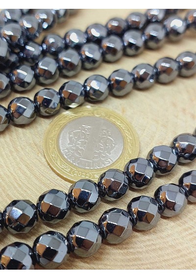 Hematit Taşı Faset Kesim Dizi 8mm 55698 Çok REnkli