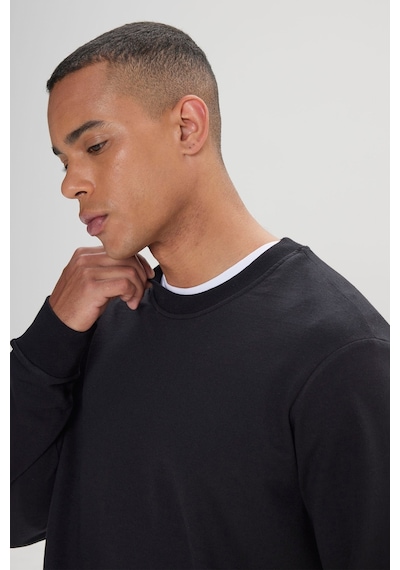AC&Co / Altınyıldız Classics Standart Fit Normal Kesim Pamuk Bisiklet Yaka Erkek Sweatshirt Siyah AC&Co / Altınyıldız Classics Standart Fit Normal Kesim Pamuk Bisiklet Yaka Erkek Sweatshirt Siyah