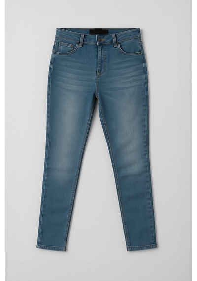 Kadın Yüksek Bel Mavi Skinny Jean Pantolon Mavi