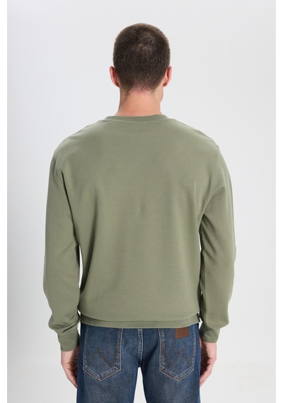 Wrangler Regular Fit Normal Kesim Bisiklet Yaka Koyu Yeşil Sweatshirt W242726X1X Açık Haki