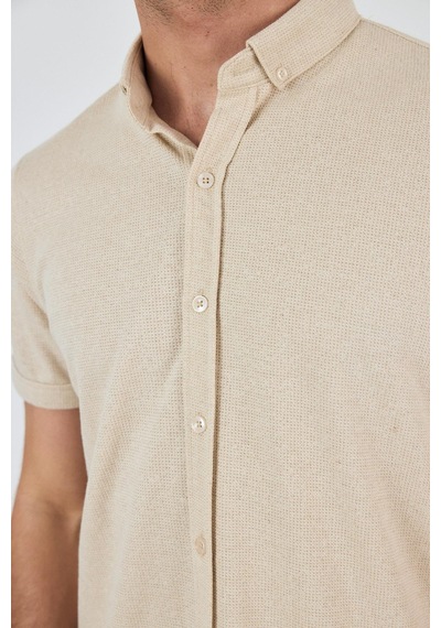 İmza Bej Kısa Kol Düz Örme Düğmeli Yaka Cepsiz Pamuklu Classic Slim Fit Gömlek 1004250155 591 Bej İmza Bej Kısa Kol Düz Örme Düğmeli Yaka Cepsiz Pamuklu Classic Slim Fit Gömlek 1004250155 591 Bej