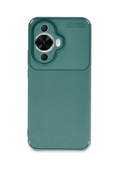 Huawei Nova 12s Uyumlu Kılıf Auto Focus Karbon Kapak - Koyu Yeşil