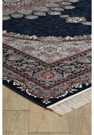 Saray Halı Alhambra Ah12a 120 Tarak Lüks Klasik Salon Halısı Özel Taban Dokulu Lacivert - Gri