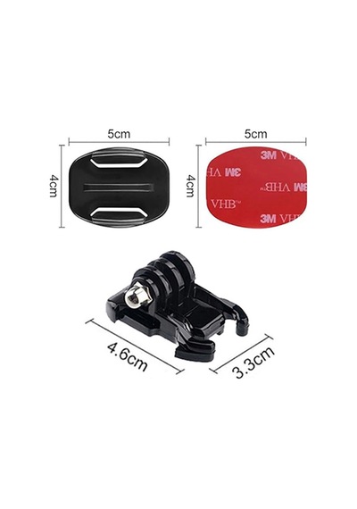 Gplus Bs02yh 3 Parça Flat Zemin Düz Yüzey Hızlı Tak Aksiyon Kamera 3m Yapışkanlı Motor Kask Bağlantı Seti Siyah