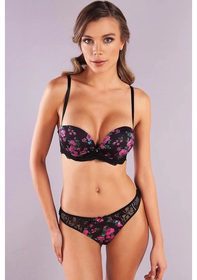 Gardenia Balconette Heavy Push Up Bra, Siyah Konforlu Ve Şık Sütyen Çok Renkli