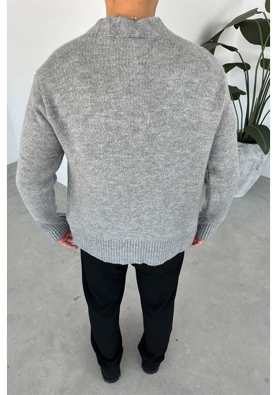 Gri Basic Soft Relaxed Hırka Gri
