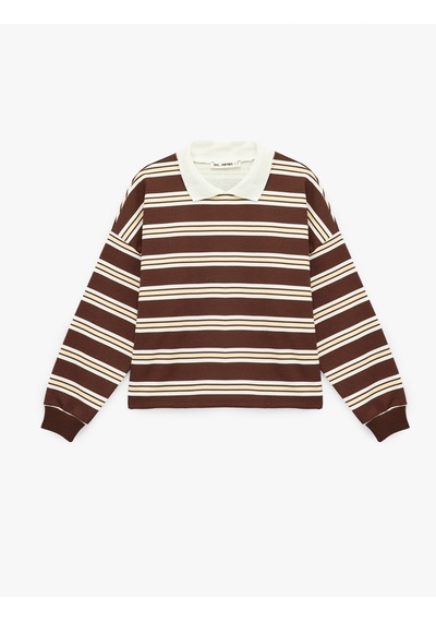 Koton Şardonlu Uzun Kollu Polo Yaka Çizgili Sweatshirt Kahverengi Çizgili 6sal10375ık Kahve Çizgili Koton Şardonlu Uzun Kollu Polo Yaka Çizgili Sweatshirt Kahverengi Çizgili 6sal10375ık Kahve Çizgili