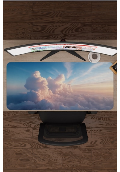 Bulutlar Kaymaz Dikişli Kauçuk Oyuncu Mousepad V2 - 90x40 Xxl Gaming Mouse Pad Fare Altlığı