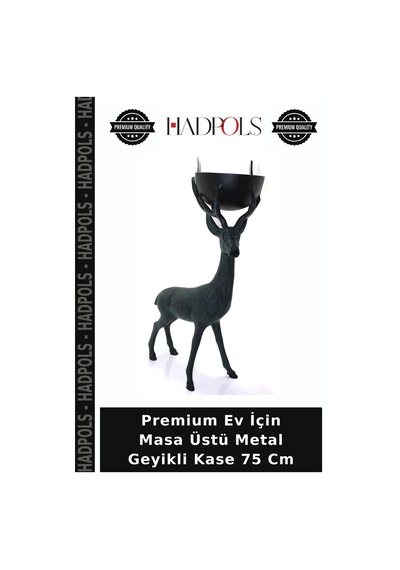 Premium Ev İçin Masa Üstü Metal Geyikli Kase 75 Cm