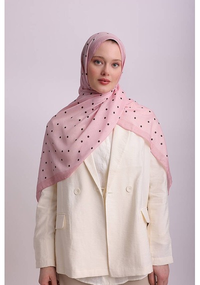 Ayshara Puan Desenli Tek Taraflı Şal - Pembe
