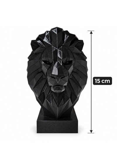 Dekoratif Low Poly Aslan Büstü 15 Cm Siyah 3d Baskı Modern Masaüstü Biblo Heykel .