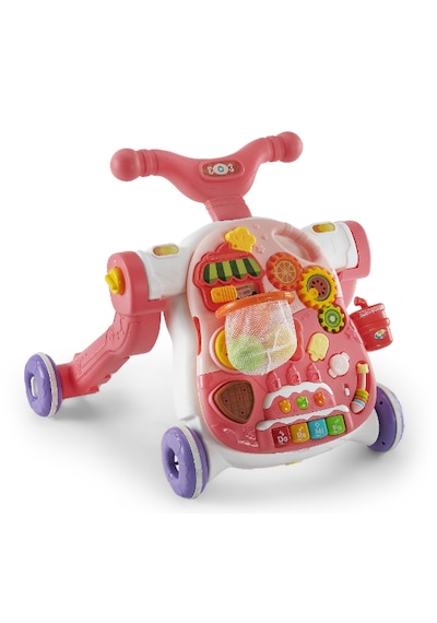Baby2go 5 İn 1 Multifunction Walker Pembe - Eğitici Bebek Aktivite Masası Ve İlk Adım Yürüteç