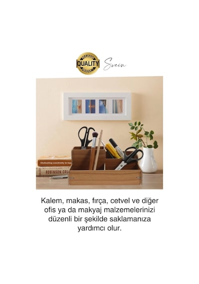 Özel Üretim 4 Bölmeli Masa Üstü Ahşap Kalem Kağıt Ataş Takı Organizeri Düzenleyici Kutu Ofis Masası Diğer