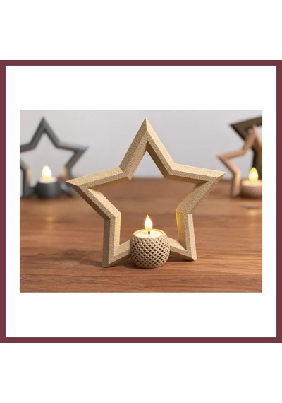 Storeşahin 3d Baskı Yıldız Tealight Mumluk 18 Cm Ayrı Mum Hazneli Dekoratif Yıldız Şamdan Yeni Yıl Masa Süsü Shn0720 Çok Renkli