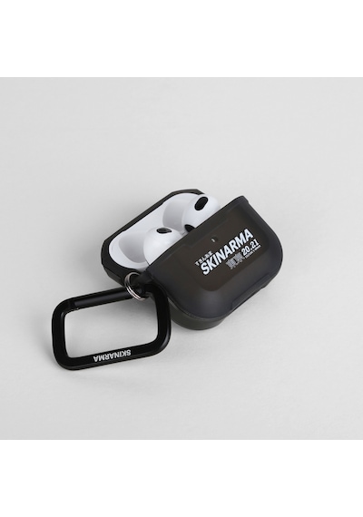 Apple Uyumlu AirPods 3.nesil Kılıf Skinarma Transparan Mat Tasarım Kinzoku Kılıf Siyah