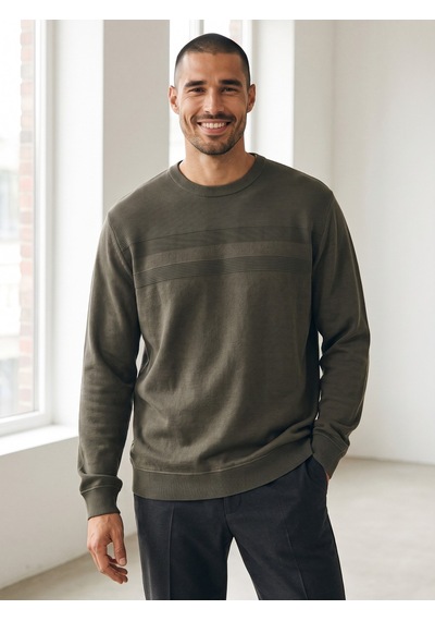 Maccali Erkek Haki Büyük Beden Pamuklu Kışlık Desenli Sweatshirt