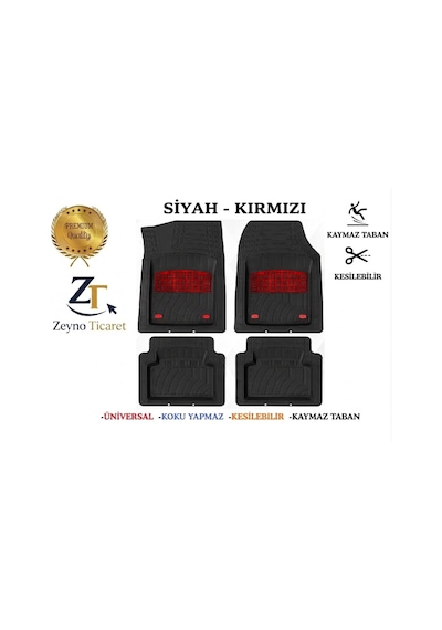 Audi A5 Sportback 2007 Uyumlu 4 Cm Derin Havuzlu 3d Universal Oto Paspas Siyah-kırmızı