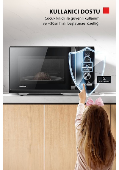 Toshiba MW3-AG25PF BK Grill Izgaralı Chef Defrost 25 L Dijital Siyah Mikrodalga Fırın