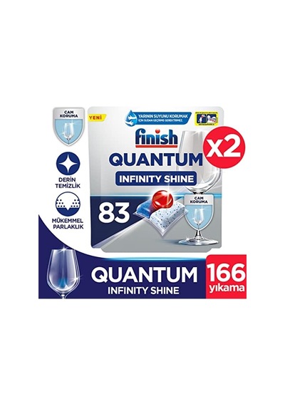 Quantum Infinity Shine 166 Kapsül Bulaşık Makinesi Deterjanı Tableti 83x2