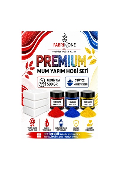 Premium Mum Yapım Hobi Seti - Parafin Wax 500 Gr - 3'lü Toz Mum Boyası Seti - Kırmızı, Mavi, Sarı Bkfabpw5003kmsr Karışık