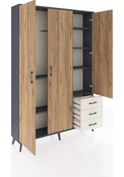 Arges Dolap 6 Raflı 3 Çekmeceli Tek Askılı 132x30x195 Antrasit-çam/aytaşı Atlas Çam/aytası Arges Dolap 6 Raflı 3 Çekmeceli Tek Askılı 132x30x195 Antrasit-çam/aytaşı Atlas Çam/aytası