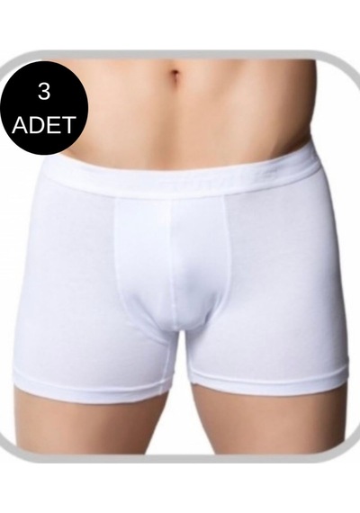Gümüş Erkek Likralı Boxer 4018 3 Lü Paket Beyaz