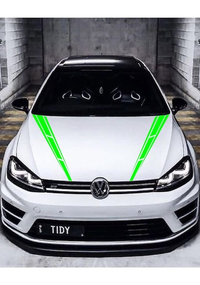 Oto Kaput Özel Yeni Sticker Çift Şerit 2 Adet Yeşil 10 60 Cm