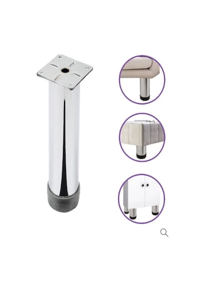 Mobilya Kanepe Baza Koltuk Çekyat Yükseltme Ayağı Tablalı Krom Metal 15 Cm 4 Adet Krom Metal