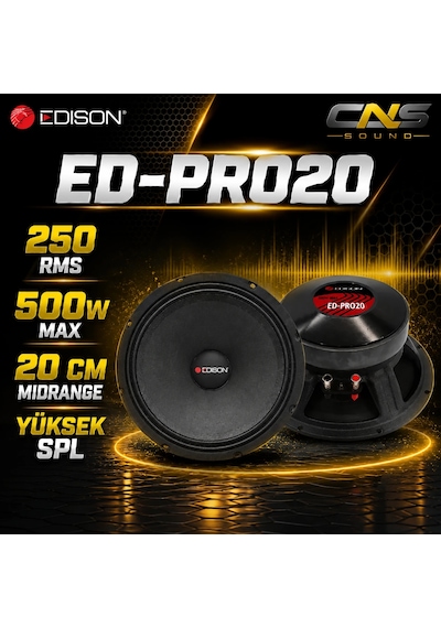 Ed-pro20 20 Cm Midrange Hoparlör 500w Max 250w Rms 98.2 Db Profesyonel Oto Ses Sistemi