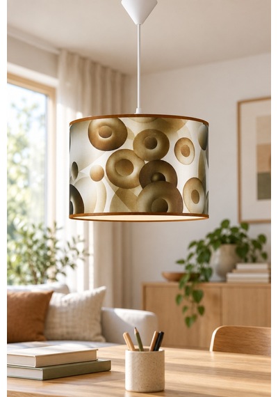 Modern Silindir Kumaş Sarkıt Avize 30 cm Kahverengi Retro