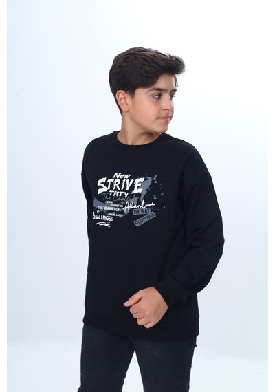 Toontoy Kids Toontoy Erkek Çocuk New Strıve Baskılı Sweatshirt Siyah