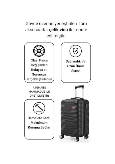 G&d Polo Suitcase Abs Siyah Kabin Boy Valiz 600.01-k Siyah