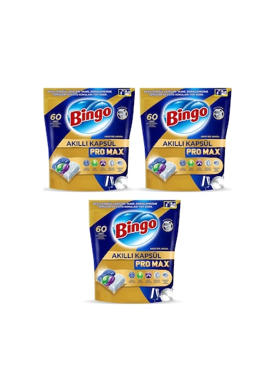 Bingo Akıllı Kapsül Pro Max Bulaşık Makinesi Deterjanı 3 x 60 Tablet
