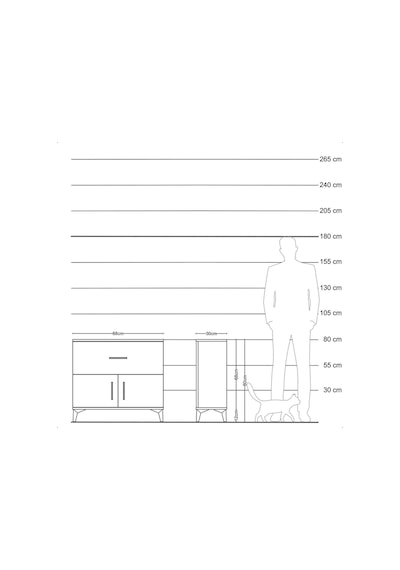 Arges Şifonyer Tek Raflı Tek Çekmeceli 2 Kapaklı 88x30x80 Antrasit-antrasit Antrasit