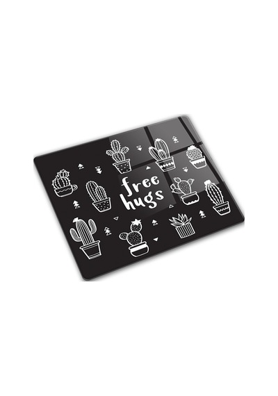 Decorita Cam Kesme Tahtası|Free Hugs-Siyah Fon|29cmx34cm