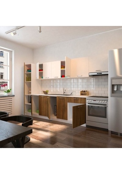 Tdesigno Yaprak Hazır Mutfak Dolabı Kiler Dahil 320cm Ceviz Ve Beyaz Tezgah Dahil Ceviz Tdesigno Yaprak Hazır Mutfak Dolabı Kiler Dahil 320cm Ceviz Ve Beyaz Tezgah Dahil Ceviz