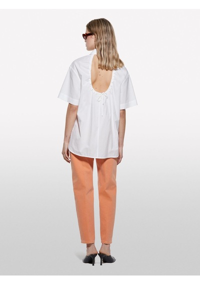 Sisley %100 Pamuk Kısa Kollu Poplin Gömlek Kadın Beyaz Gömlek - 325p52ehlq094 Krem