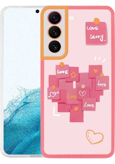 Galaxy S22 Plus Kılıf Zore M-fit Desenli Kapak Love Story No2