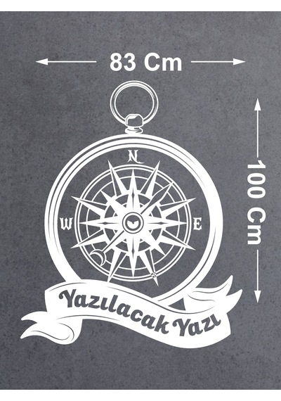 Kişiye Özel Pusula Sticker - Araba Oto Motosiklet Karavan Cam Sticker - 00083 100 Cm