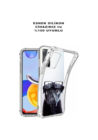 Samsung Galaxy A20 Uyumlu Köpek 3 Baskılı Şeffaf Köşe Korumalı Antişok Kılıf