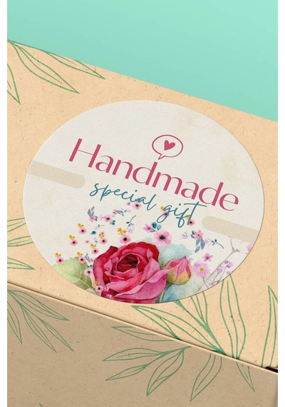 Handmade Special Gift Sticker 3x3cm St2322 Çok Renkli