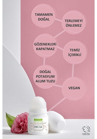 Lexroo %100 Doğal Roll On Deodorant Kadınlar İçin Ter Kokusu Önleyici Lekesiz 50 Ml