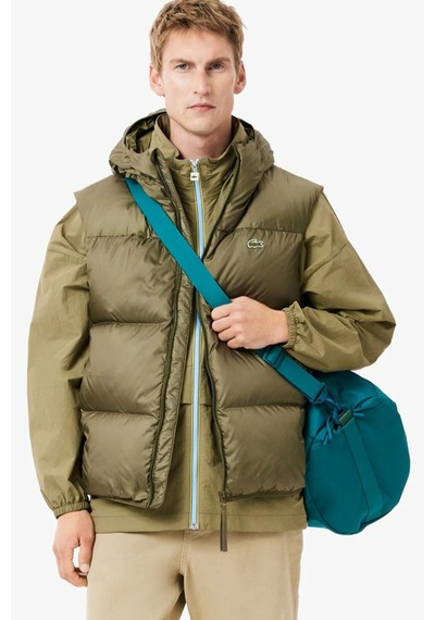 Lacoste Men's Water-resistant Puffer Vest Kaz Tüyü Dolgu Sabit Kapüşonlu Suitici Yelek Haki Lacoste Men's Water-resistant Puffer Vest Kaz Tüyü Dolgu Sabit Kapüşonlu Suitici Yelek Haki