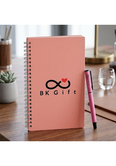 Bk Kurumsal Promosyon 10 Adet Logolu Pembe Defter Kalem Kupa Seti Kurumsal Hediye