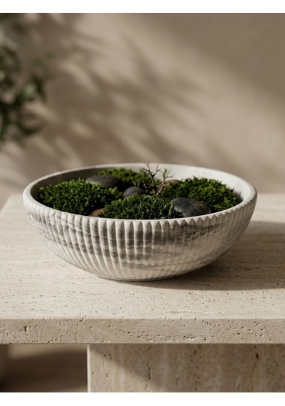 Dekorea Home Mermer Görünümlü Taş Tozu Dekoratif Kase - Çok Amaçlı Modern Ev Aksesuarı