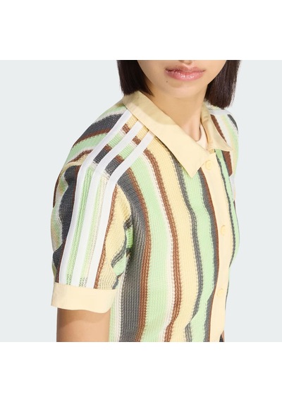 Adidas Summer Glow Striped Cropped Polo Kadın Tişört C-adıky8141b30a00 Sarı