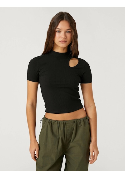 3SAL10086IK Koton Kadın T-shirt SİYAH Siyah